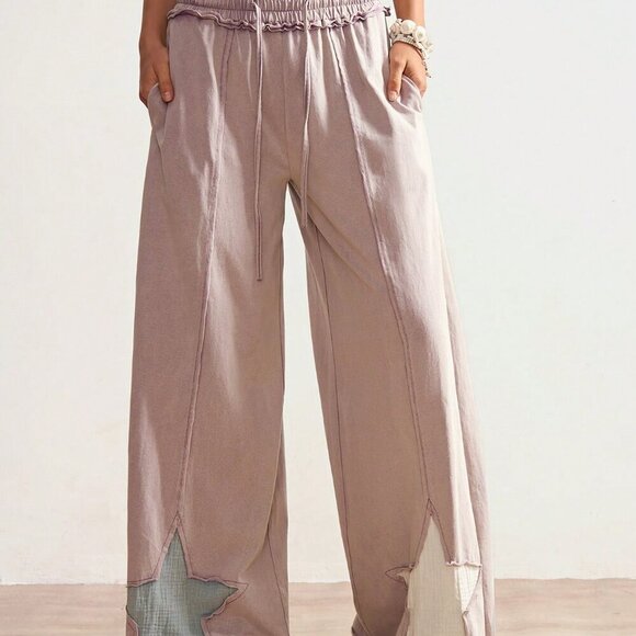 Dusty Purple Casual Women's Boho Country Style Knit Patchwork Star Pattern Loose - Picture 6 of 7